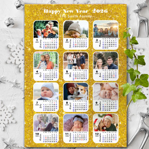 Família de Calendários 2026 Foto 12 Dourada Brilha