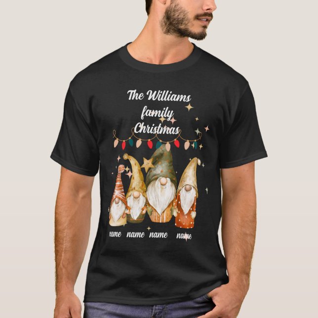 Família de camisetas natalinas de 4 Gnomos (Frente)