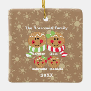 Família de enfeites de natal de 4 caras do