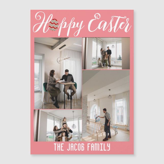 Família de felzs pascoa, páscoa quatro colagem de  (Frente)