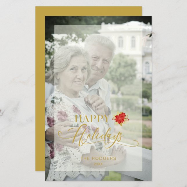 Família de Fotos de Feriados Felizes Poinsettias d (Frente/Verso)