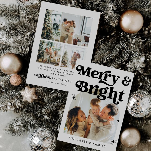 Família de fotos de Natal do Cartão de Férias Retr (Criador carregado)