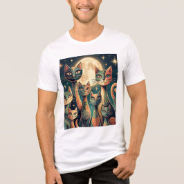 Família de Gato Lunar Abstrata Design de Arte Eleg