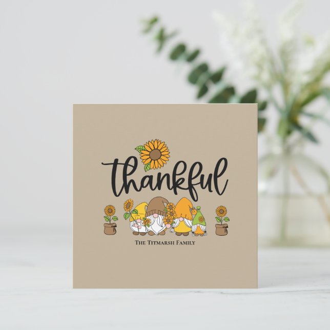 Família de gnomos de girassol. (Em pé/Frente)