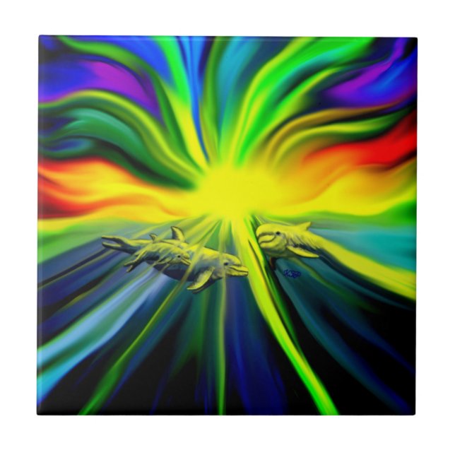 Família de golfinhos no sol (Frente)