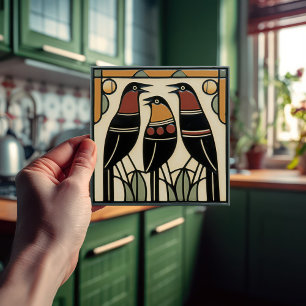 Família de Pássaros Mackintosh Arte Deco Nouveau D