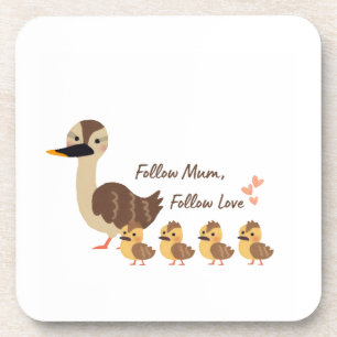 Família de Pato Fofa Porta-Copos de Mármore