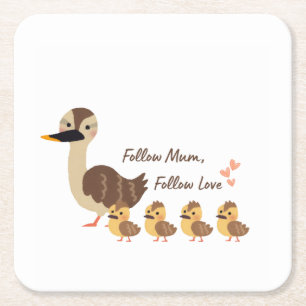 Família de Pato Fofa Porta-Copos de Mármore