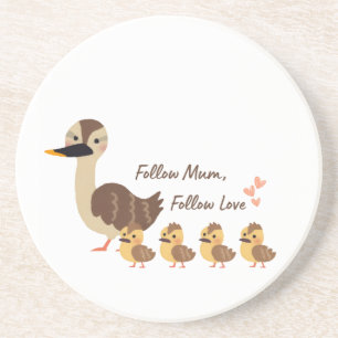 Família de Pato Fofa Porta-Copos de Mármore