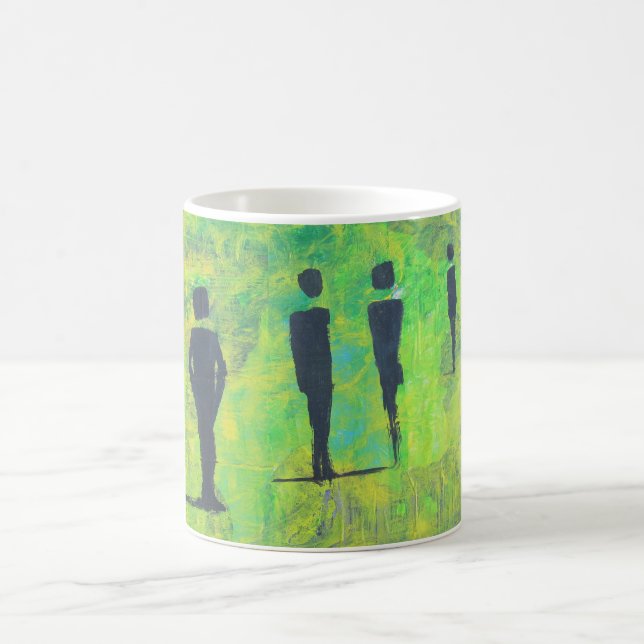 Família de Quatro na Sua Caneca de Café (Centro)