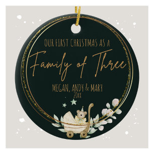 Família de três Enfeites de natal