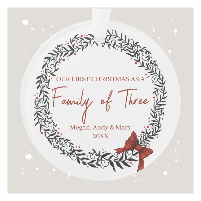 Família de três Enfeites de natal personalizados (Family of Three Personalized Christmas Ornament)