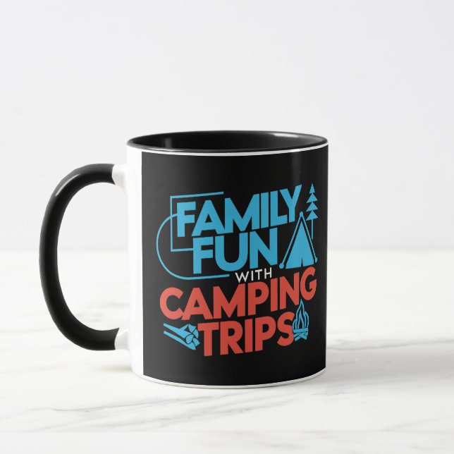 Família divertida com Camping Trips, caneca preta (Esquerda)