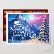 Família do Homem de Neve, Feliz Natal em Vermelho,