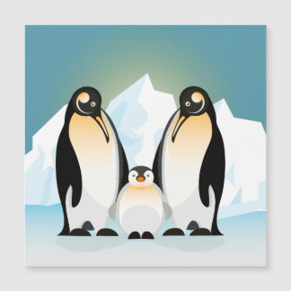 Família dos pinguins contra os icebergs