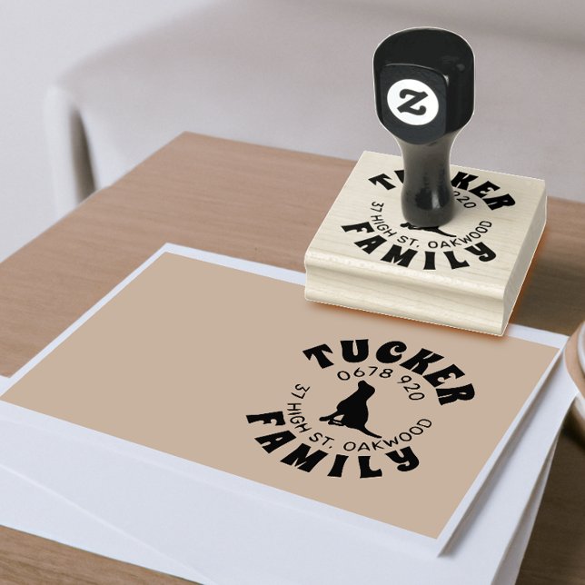 FAMÍLIA Endereço Cão Imagem Borracha Carimbo (Criador carregado)