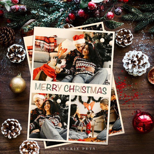 Família Feliz com Cartão de Férias de Natal de Cão (Criador carregado)