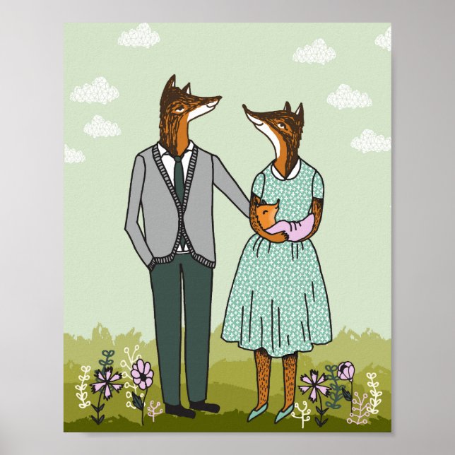 Família Fox - é uma poster de bebê menina (Frente)