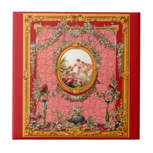 família impressão barroca do século XVIII feliz