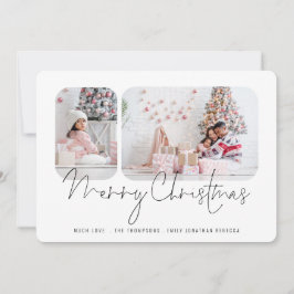 Família Moderna 2 Fotos Script Feliz Cartão de Nat