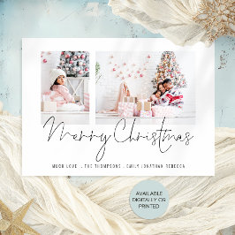 Família Moderna 2 Fotos Script Feliz Cartão de Nat