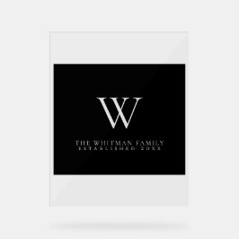 Família Monograma Cinza Negra Elegante Moderna