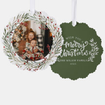 Família Natal Photo Watercolor Wreath Family