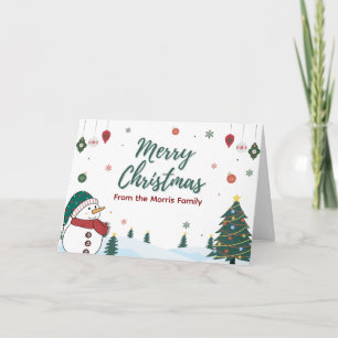 Família Personalizada de Cartão de Natal Snowman