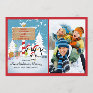 Família Pinguins de Cartões de foto de Natal de