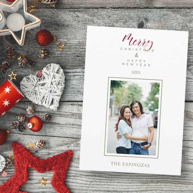 Família Red Minimalist Chic Merry Christmas (Criador carregado)