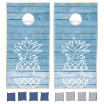 Família Rustic Blue Beach Wood Pineapple