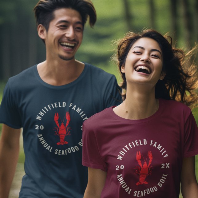 Família Sindicato de Lagosta Marinha Personalizada (Family Summer Reunion Seafood Boil Matching T-Shirt)
