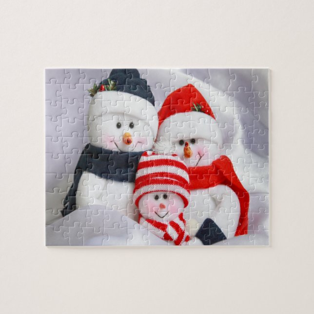Família Snowman na Quebra-cabeça de Natal (Horizontal)