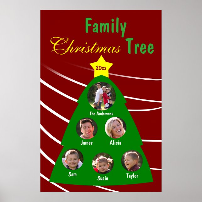 Family Christmas Tree Keepsake Custom Photo Poster (Frente)