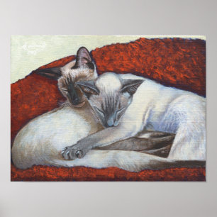 "Family Nap" Simaese Cat Art poster