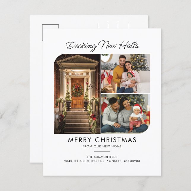 Family Photos Holiday Address Moving Announcement (Frente/Verso)