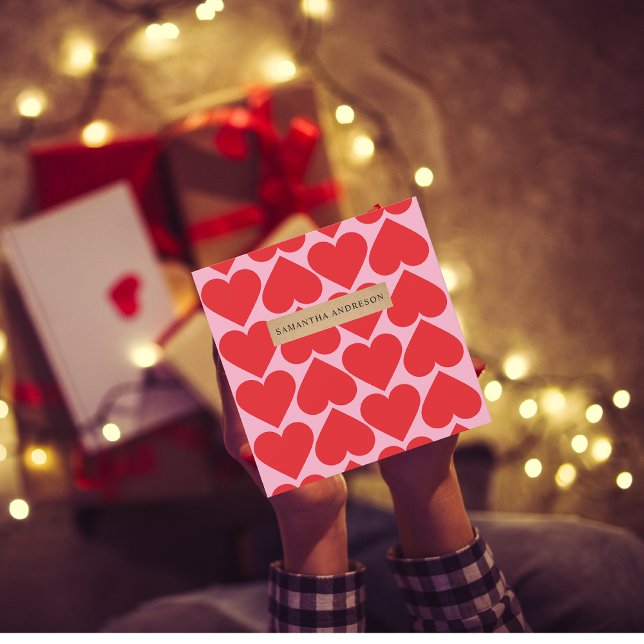 Fancy Romantic Red & Pink Hearts Pattern With Name (Criador carregado)