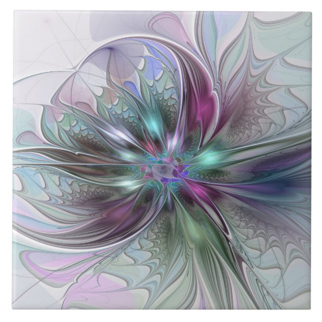Fantasia Abstrata Colorida Moderna Floral Fractal (Frente)