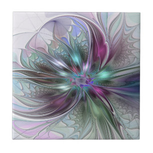 Fantasia Abstrata Colorida Moderna Floral Fractal
