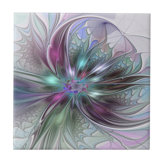 Fantasia Abstrata Colorida Moderna Floral Fractal (Frente)