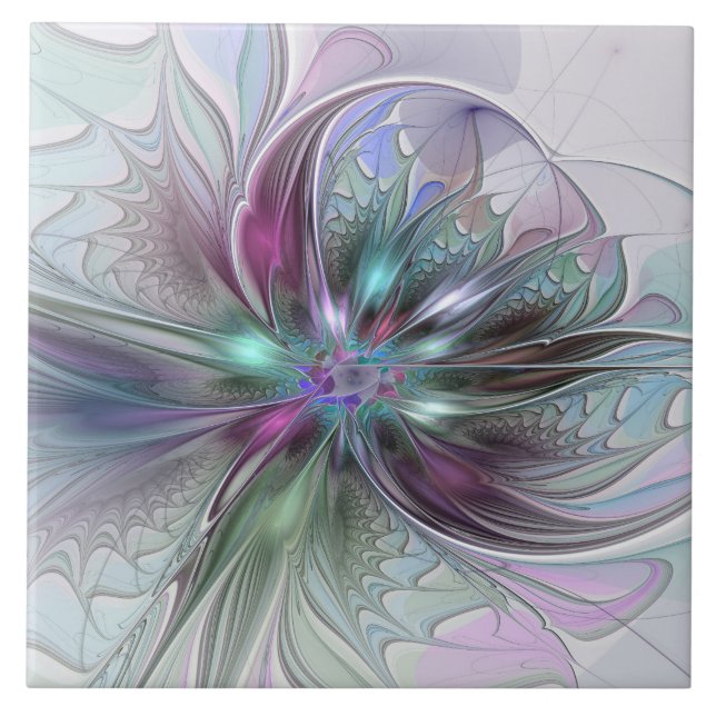 Fantasia Abstrata Colorida Moderna Floral Fractal (Frente)