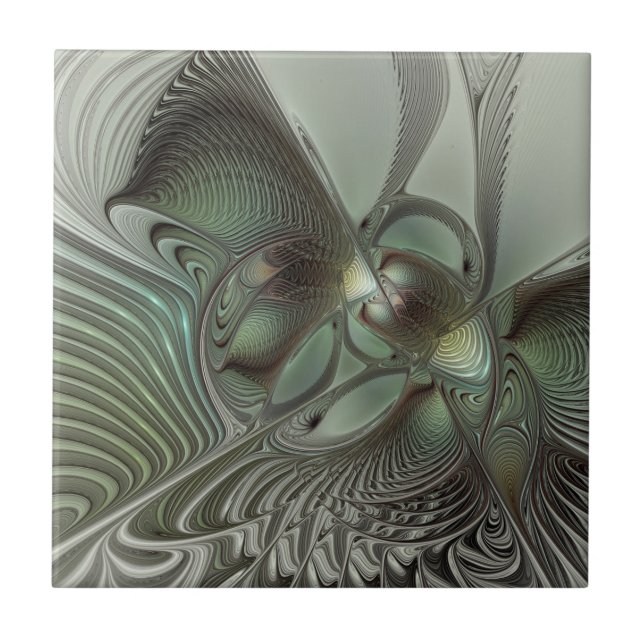 Fantasia de Arte Fractal da Cinza Olive Sage (Frente)