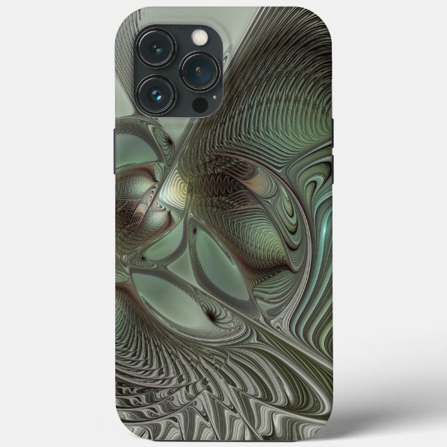 Fantasia de Arte Fractal da Cinza Olive Sage (Verso)