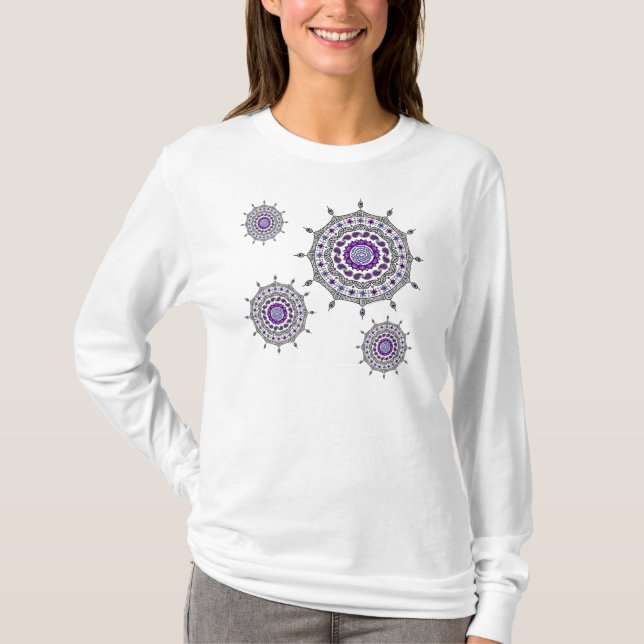 Fantasia de Mehndi Prata Camisa Leve Feminina (Frente)