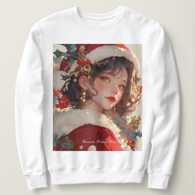 Fantasia de Natal: Camiseta Básica da Mulher Român (Frente do Design)