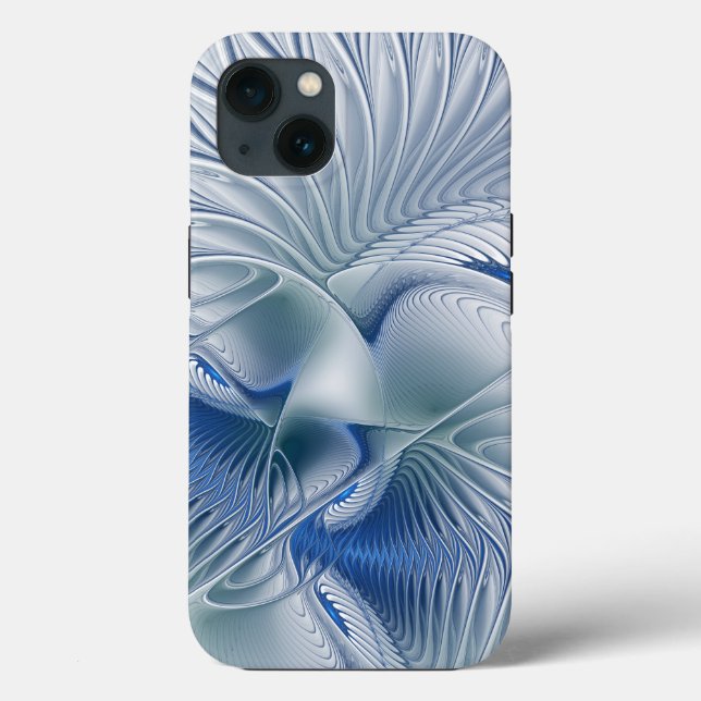 Fantasia Dinâmica Abstrata Tons Azuis Arte Fractal (Verso)