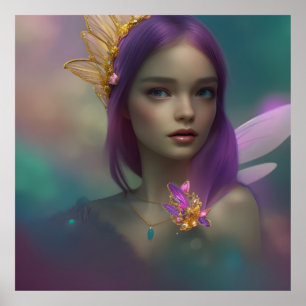 Fantasia dos sonhos Menina Fada Doce pôster roxo r