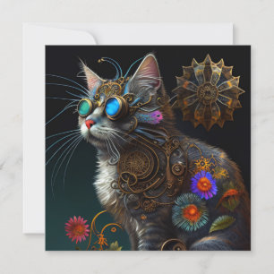 Fantasia linda, gato-do-mato-grande e flores, arte