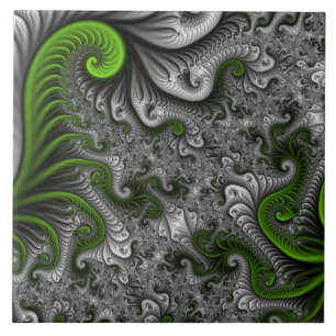 Fantasia Mundo Verde E Cinza De Arte Fractal