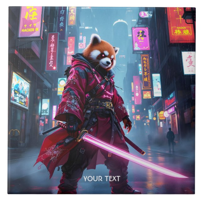 Fantasia Panda Vermelho Samurai Fofo (Frente)